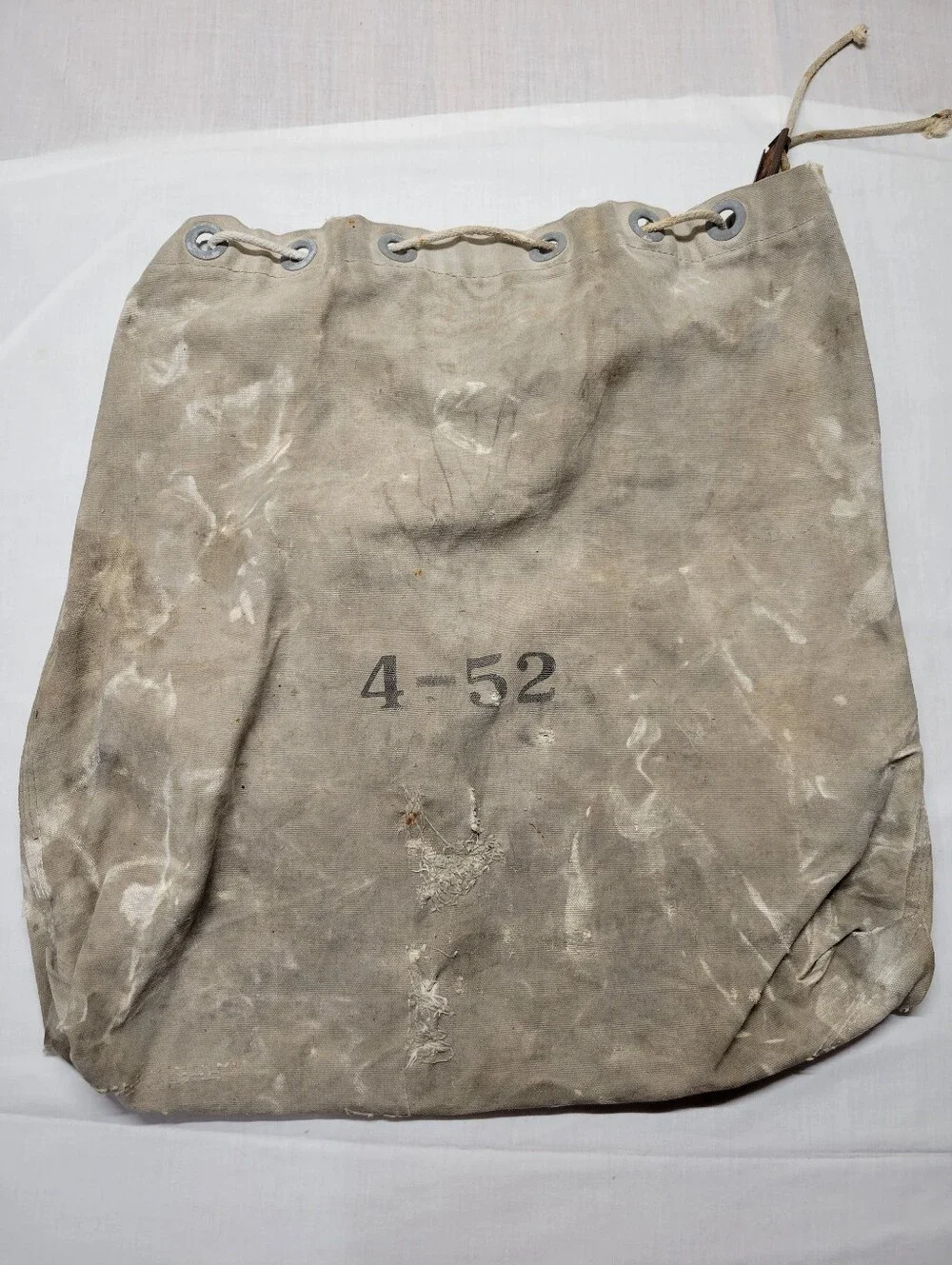 Vintage US Domestic Mail Canvas Bag Sack 4-52 With Drawstring And Clasp